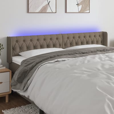 vidaXL - Hoofdbord - LED - 183x16x78/88 - cm - stof - taupe
