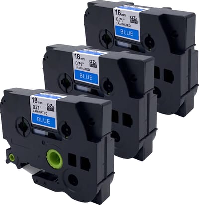 DULA Brother Compatible label tape- Tze-545 - 3 cassettes - Brother P-Touch - Wit op blauw - 18mm x 8m