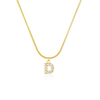 14k goud verguld ketting letter D met steentjes/ collier/ liefde/ verjaardags cadeau/ elegant/ stijlvol sieraad/ roestvrijstaal/ sOwiesO shop/