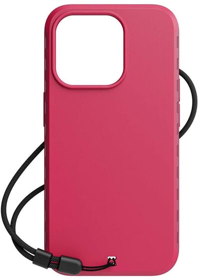 BodyGuardz Paradigm Pro MagSafe hoesje iPhone 15 Pro – Ingebouwde MagSafe oplaadcompatibiliteit – Verwijderbare koord en ankerpunt – Ingebouwde cameraring beschermt tegen krassen - Rood