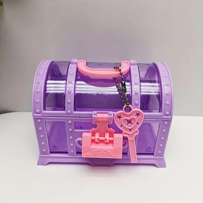 Boîte à Bijoux Mini Rose Boîte à Bijoux pour Filles avec Serrure Forme Coffre au Trésor Étui de Rangement Récipient pour Bibelots Cadeaux Jouet pour Jeu de Rôle