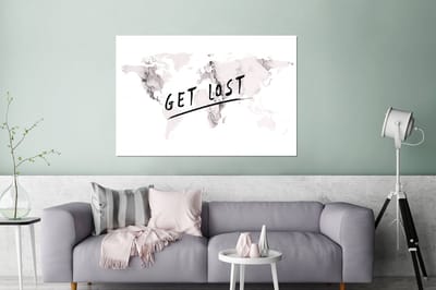 Aluminium schilderij 180x120 cm - Wanddecoratie metaal - Wereldkaart - Marmer - Quote - Metalen muurdecoratie woonkamer - Decoratie industrieel - Foto op dibond - Industriële accessoires slaapkamer