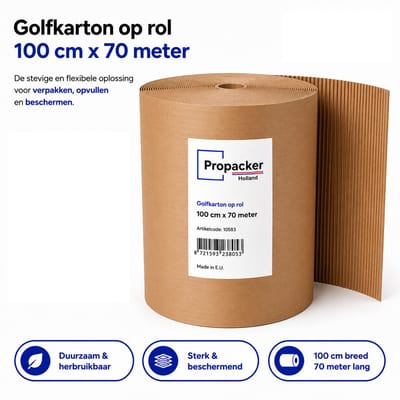 Golfkarton op Rol - 100 cm x 70 meter - Beschermkarton voor Verpakken, Verhuizen, Transport & Opslag - Bruin - 1 Rol | Propacker