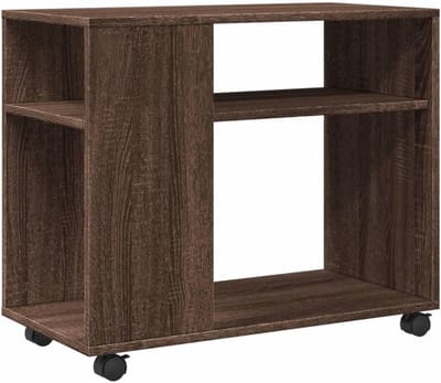 Stijlvolle bijzettafel met wieltjes voor woonkamer en bank - Eikenkleurig