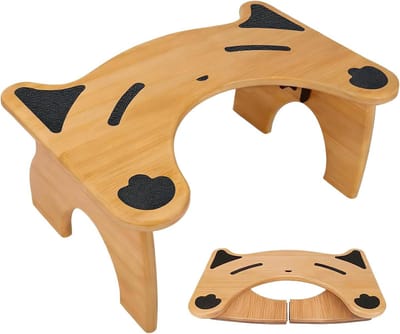 Toiletkruk - Voetenbank Hout - Comfortabel Toiletgebruik - Ergonomische Hoek - 7 Inch Hoogte - Houtkleur