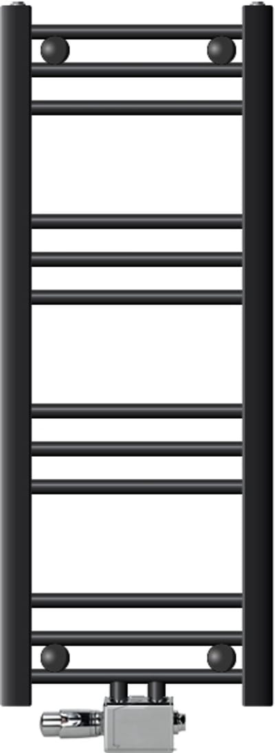 Badkamer radiator middenaansluiting 300x800 mm antraciet recht met LuxeBath universele aansluitset