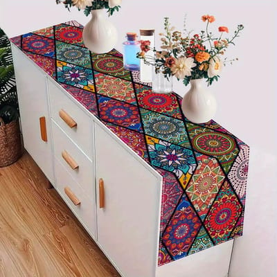 Drapeaux de table, Nappes, Motifs de mode. Convient pour les réunions de famille, les dîners, les cafés, les fêtes de Noël et les goûters cosy. 33x230cm