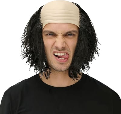 Realistische Semi-Bald Hoofdhuid Peruk voor Mannen - Grappige Cosplay en Halloween Kostuum voor Oudere Personen met Gekamde Haarstijl en Carnaval Thema