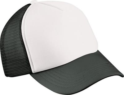 Myrtle Beach Volwassenen Unisex 5 Panel Polyester Mesh Cap (Wit/zwart)
