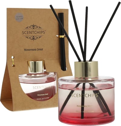 Scentchips Geurstokjes set Cylinder Nouveau Jour - Geurstokjeshouder - Geurstokjes Navulling - Geurstokjes - Voorgevuld - Geurverspreider - Huisparfum - 100ml