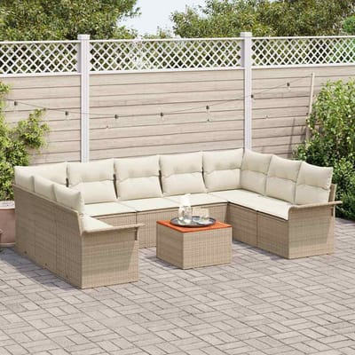 vidaXL - Tuinbank - Set - 10 - st - 9-Aantal - zitplaatsen - Beige - en - Crème