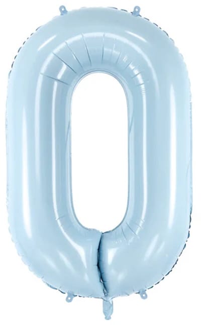 0 Jaar Cijfer Ballon Lichtblauw Leeg 72cm