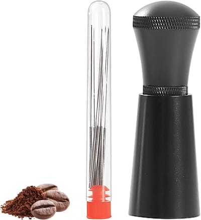 Aluminium Koffie Tool met 8 Vervangbare Naalden, Afneembare Dispenser en Barista Accessoires voor Perfecte Espresso en Koffie Bereiding