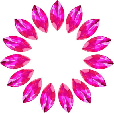 15 stuks strass in de vorm van een paardenoog, 7 x 15 mm strass-steentjes met puntige rug, voor het maken van sieraden, handwerk, kostuum, kristallen versieringen, rood roze