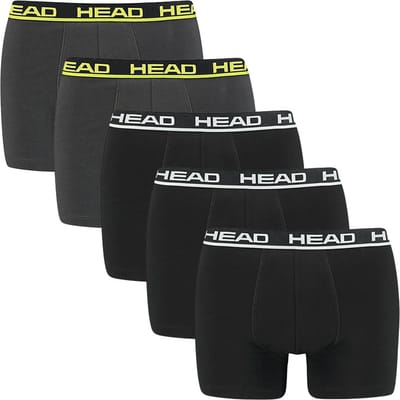 HEAD heren 5P boxers basic zwart & grijs