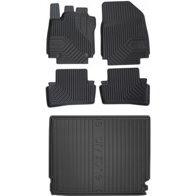 Frogum Renault Clio IV Kombi 2012-2020 - Mattenset & Kofferbakmat - Lage Laadvloer - TPE - 5 cm Rand - Set 77 + DryZone