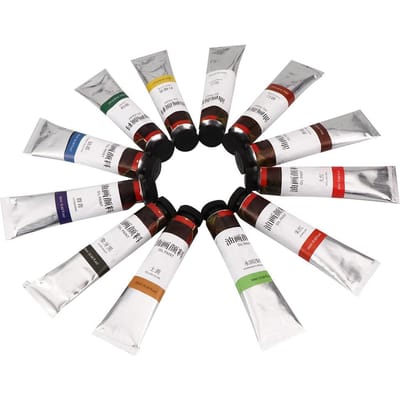 12-Kleur 20ml Olieverf Verftube Set Kunst Teken Pigment Kit voor Beginners black
