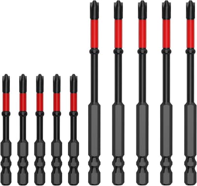 SnelShoppen - 10x Sterke Magnetische 5A Zwarte Antislip Phillips Schroefbit Set S2 Staal 65mm & 110mm - Perfect voor Klussen, Doe-Het-Zelf, en Profess