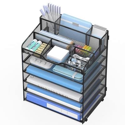 Multifunctionele 6-laagse Bureaublad Organizer met Penhouders en Verstelbare Opbergvakken voor Kantoorbenodigdheden