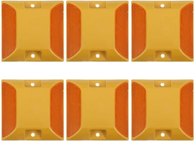 Set van 6 Plastic Wegspikes - Krachtige Rampmarkeringen, Reflectoren voor Oprit en Straataccessoires in Geel