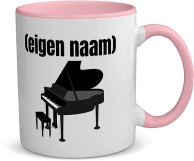 Akyol - piano met eigen naam koffiemok - theemok - roze - Piano - muziek liefhebbers - iemand die houdt van piano spelen - verjaardag - cadeau - kado - 350 ML inhoud