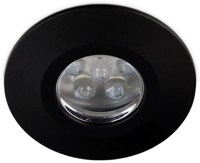 Kwazar Luminaire - Inbouwspots LED - Plafondspots - LED-spots 230V - Plafondspots - voor badkamer, keuken, woonkamer, rond, 6000K, 0,5W, IP65, koud wit, Wezyr zwart
