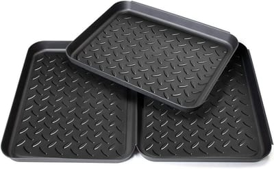 3-delige Schoenendroger Tray Set, Plastic Schoenmat voor Binnen en Buiten, Ideaal voor Regen en Huisdieren (35 x 27 x 3 cm)