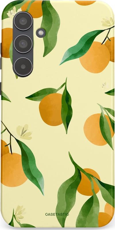 Casetastic Hoesje Geschikt voor Samsung A55 - Stijlvolle Beschermende Duo-layer Case - Bladrijke Sinaasappel