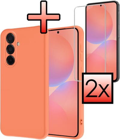 Hoesje - Met 2x Screenprotector - Geschikt voor Samsung Galaxy A36 - Sterk & Shockproof - Back Cover - Siliconen Case - Telefoon Hoes - Perzik