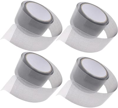 Raamhor Tape - Hor Reparatie Tape - Horreparatiesticker – Set van 4 – Zelfklevend – Op Maat Snijdbaar – Sterke Kleefkracht – Voor Gaten in Horren, Muggenramen - 5x200cm – Grijs