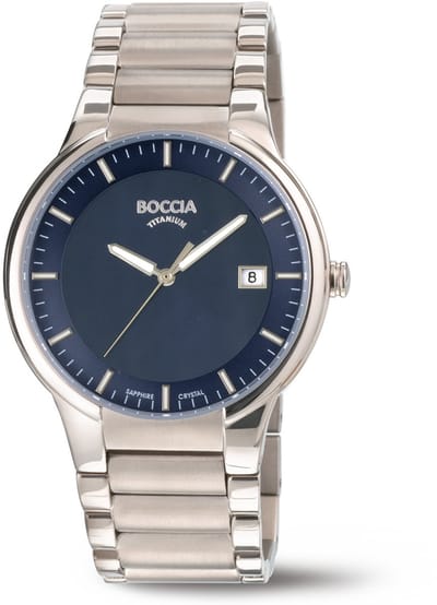 Boccia Titanium 3629-03 Heren Horloge - Saffierglas - Zilverkleurig - 39 mm breed - Quartz - Vouw/Vlindersluiting - 5 ATM (douchen)