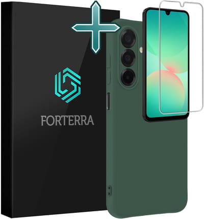 Hoesje Met Screenprotector - Geschikt voor Samsung Galaxy A26 - Sterk & Shockproof - Telefoon Hoes - Back Cover - Siliconen Case - Donkergroen