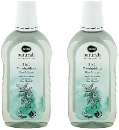 Bevola Naturals Mondspoeling - Set van 2 - Bio-Munt | 2x 500ml - Verfrissend | Zonder Alcohol - Vegan - Natuurlijke Ingrediënten