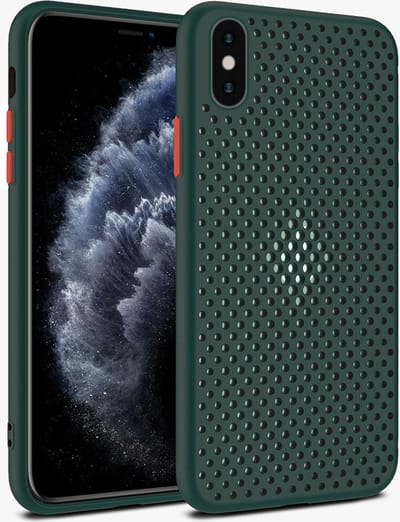 Smartphonica iPhone Xs Max siliconen hoesje met gaatjes - Donkergroen geschikt voor iPhone Xs Max