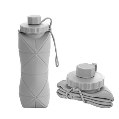 Home & Marker - Opvouwbare Waterfles - Opvouwbare Drinkfles - Opvouwbare Fles - Sportbidon - 600 ml - Grijs - FOLDSIP