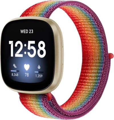 By Qubix - Compatible Fitbit bandje - geschikt voor Fitbit Versa 3 & Sense 1 - Sport loop nylon bandje - Multicolor Smartwatchbandje bandje Armband Polsband Strap Band Watchband