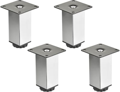 4 stuks SOTECH meubelpoten ZULU 38 x 38 x 100 mm gepolijst chroom, belastbaar tot 100 kg per voet, vitrinekastvoeten bankvoeten kastvoeten