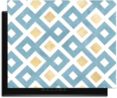 KitchenArt - Diamond Wave Blue - Inductie Beschermer - 76x51.5 cm - Kookplaat Beschermer - Luxe Afdekplaat Inductieplaat - Anti-slip & Oprolbaar - Beschermmat Inductiekookplaat