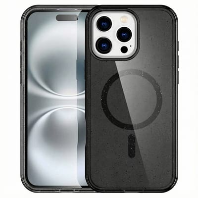 imoshion Hoesje - Geschikt voor Apple iPhone 16 Pro Max - Sparkle Backcover geschikt voor MagSafe - Glitter Zwart