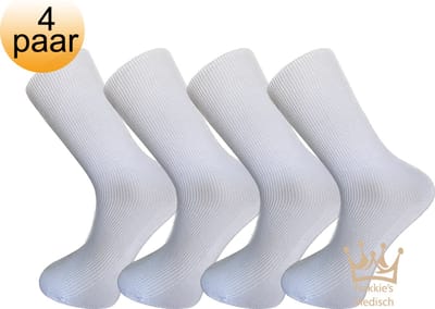 Nakkie’s medische sokken - 100% katoen - 4 paar - Maat 36/38 - Wit - Neuropathie - Reuma - Diabetes