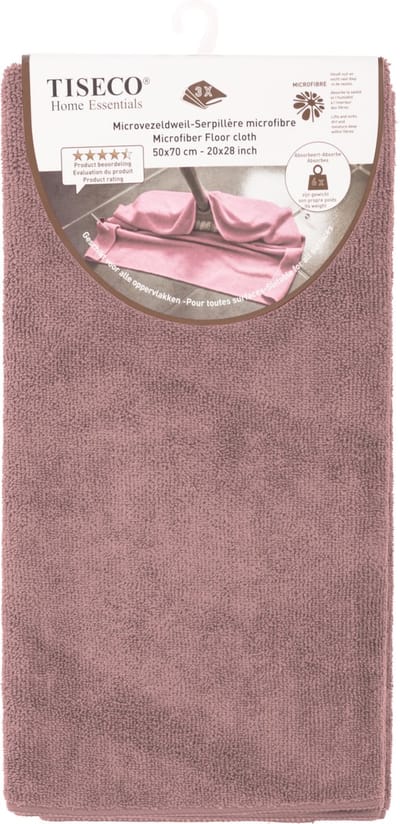 Tiseco Home Studio - Microvezeldweil ESSENTIALS - SET/6 - 85% PE, 15% PA - microvezel - ultra-absorberend - sneldrogend - duurzaam materiaal - 50x70 cm - Mauve