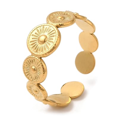 Ring stainless steel rounds bohemian, one size ring, goudkleurig, 100% waterproof, verstelbare ring, cadeau