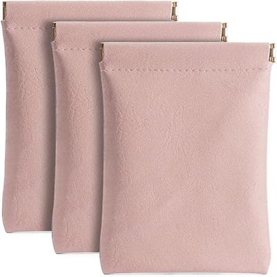 Set van 3 zonnebrilhoesjes in leerlook – Zacht PU-etui met knijpsluiting – Draagbaar, voor dames en heren – Roze