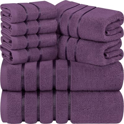 Unyqoos ® Luxueuze 8-delige Handdoekenset van Zacht Katoen met Ophanglus voor Bad, Keuken en Spa