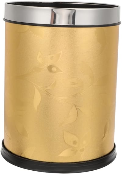 Prullenbak Rond - Keukenbak Afvalbak - Thuis Kantoor - Stevig Dik Frame - 30.5x22.5cm - Goud