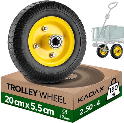 KADAX steekwagenwiel 200 x 55 mm, 1 stuk, lekbestendig vervangingswiel 2.50-4 voor steekwagens, transportkarren en tuintrolleys, kruiwagenwiel met 17 mm asboring