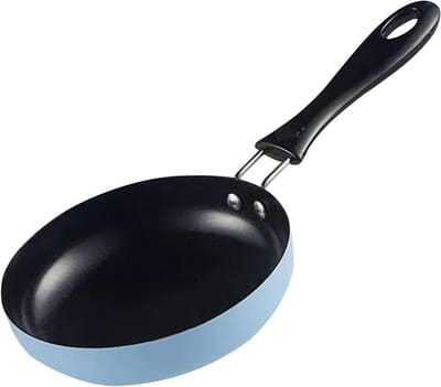 Kleine Koekenpan - Mini Omeletpan - Ontbijt Bakken - Anti-aanbaklaag - 12 cm diameter - Blauw