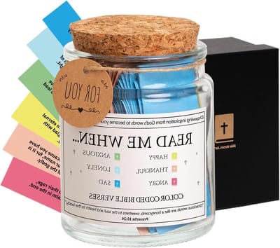 Glazen Gebedspot - Bijbelverzenpot Inspiratie - Spirituele Herinneringen - Handgemaakt Stevig Glas - 11.6 cm Breed - Kleurrijk