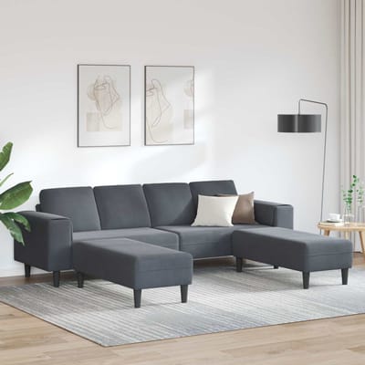 vidaXL Woonkamerbank 3 pcs Donkergrijs 250 x 188 x 76 cm