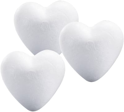 Piepschuim hobby vormen hartje - 3x - wit - van 12 cm - knutselen figuren - zelf decoreren